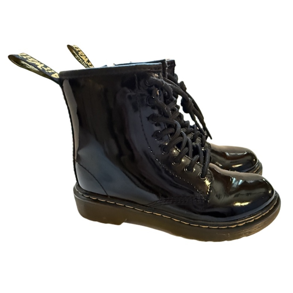DR MARTENS | Black Patent Leather Lace Up Boot Junior 1460 Punky School Summer - Picture 11 of 16